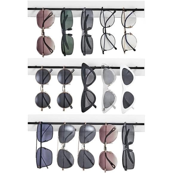Wood Sunglasses Storage Organizer Wall Mounted Eyeglasses Holder Eyewear Display - Picture 1 of 5